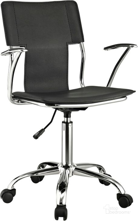The appearance of Studio Black Office Chair designed by Modway in the modern / contemporary interior design. This black piece of furniture  was selected by 1StopBedrooms from Studio Collection to add a touch of cosiness and style into your home. Sku: EEI-198-BLK. Product Type: Office Chair. Material: Chrome. Image1