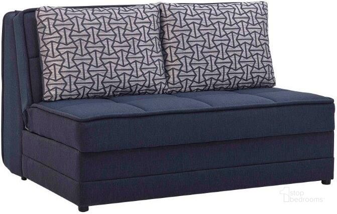 The appearance of Studio Upholstered Convertible Loveseat with Storage In Navy designed by Casamode in the modern / contemporary interior design. This navy piece of furniture  was selected by 1StopBedrooms from Studio Collection to add a touch of cosiness and style into your home. Sku: SUO-NY-LS. Product Type: Loveseat. Material: Chenille. Image1