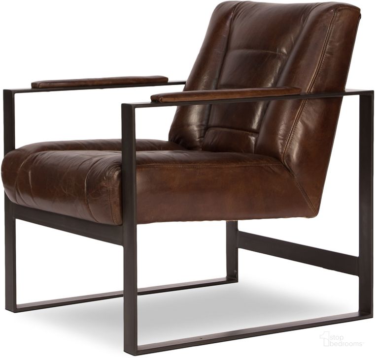 The appearance of Stuttgart Brown Leather Chair designed by Sarreid in the modern / contemporary interior design. This brown piece of furniture  was selected by 1StopBedrooms from Stuttgart Collection to add a touch of cosiness and style into your home. Sku: 29776. Product Type: Living Room Chair. Image1