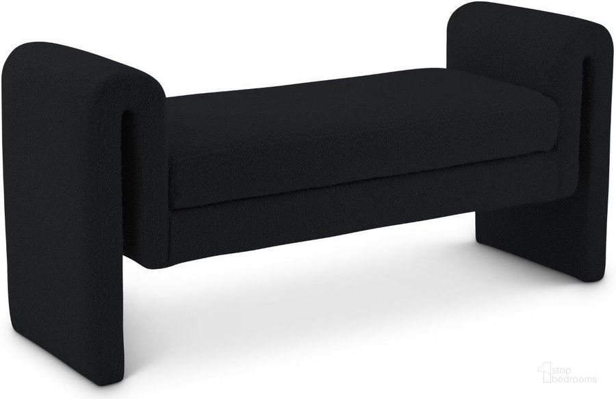 The appearance of Stylus Black Boucle Fabric Bench 149Black designed by Meridian in the modern / contemporary interior design. This black piece of furniture  was selected by 1StopBedrooms from Stylus Collection to add a touch of cosiness and style into your home. Sku: 149Black. Material: Fabric. Product Type: Bench. Image1