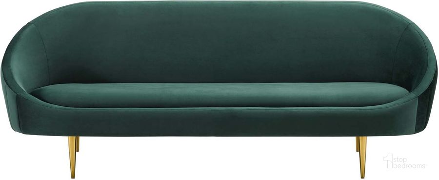 The appearance of Sublime Green Vertical Curve Back Performance Velvet Sofa designed by Modway in the modern / contemporary interior design. This green piece of furniture  was selected by 1StopBedrooms from Sublime Collection to add a touch of cosiness and style into your home. Sku: EEI-3349-GRN. Material: Fabric. Product Type: Sofa. Image1