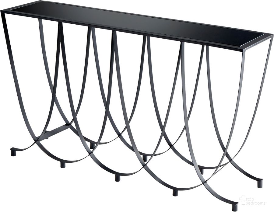The appearance of Suffolk Graphite Console Table designed by Cyan Design in the modern / contemporary interior design. This black piece of furniture  was selected by 1StopBedrooms from  to add a touch of cosiness and style into your home. Sku: 10247. Product Type: Side Table. Material: Iron.