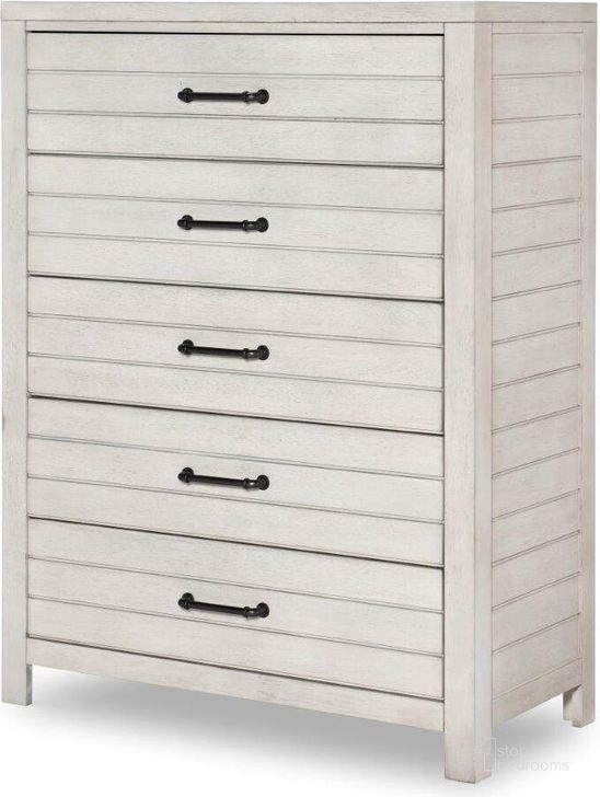 The appearance of Summer 5 Drawer Chest In Stone Path White designed by Legacy Classic Kids in the rustic / southwestern interior design. This white piece of furniture  was selected by 1StopBedrooms from Summer Collection to add a touch of cosiness and style into your home. Sku: 0833-2200. Product Type: Chest. Material: Rubberwood. Image1