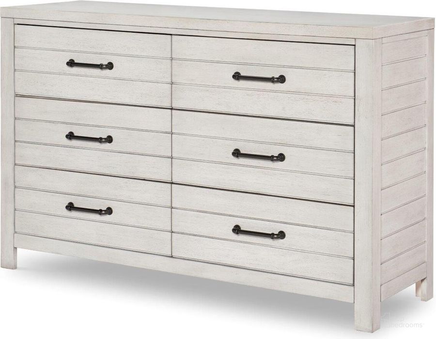 The appearance of Summer 6 Drawer Dresser In Stone Path White designed by Legacy Classic Kids in the rustic / southwestern interior design. This white piece of furniture  was selected by 1StopBedrooms from Summer Collection to add a touch of cosiness and style into your home. Sku: 0833-1100. Product Type: Dresser. Material: Rubberwood. Image1