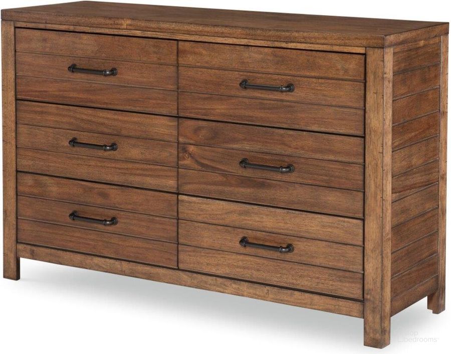 The appearance of Summer 6 Drawer Dresser In Tree House Brown designed by Legacy Classic Kids in the rustic / southwestern interior design. This brown piece of furniture  was selected by 1StopBedrooms from Summer Collection to add a touch of cosiness and style into your home. Sku: 0832-1100. Product Type: Dresser. Material: Rubberwood. Image1