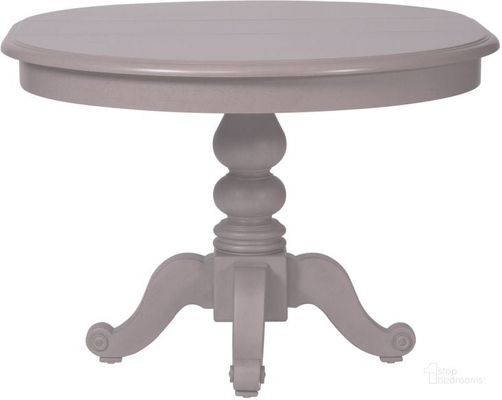 The appearance of Summer House Dove Grey Round Extendable Dining Table designed by Liberty in the country / farmhouse interior design. This gray piece of furniture  was selected by 1StopBedrooms from Summer House Collection to add a touch of cosiness and style into your home. Sku: 407-P4254;407-T4254. Table Base Style: Pedestal. Table Top Shape: Round. Material: Wood. Product Type: Dining Table. Image1