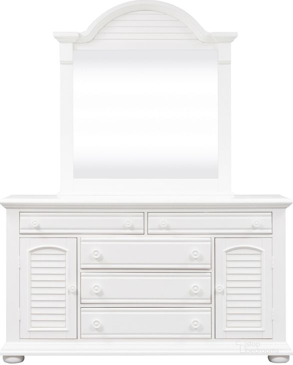 The appearance of Summer House I Dresser And Mirror In White designed by Liberty in the country / farmhouse interior design. This white piece of furniture  was selected by 1StopBedrooms from Summer House I Collection to add a touch of cosiness and style into your home. Sku: 607-BR32;607-BR51. Product Type: Dresser and Mirror. Material: Poplar. Image1