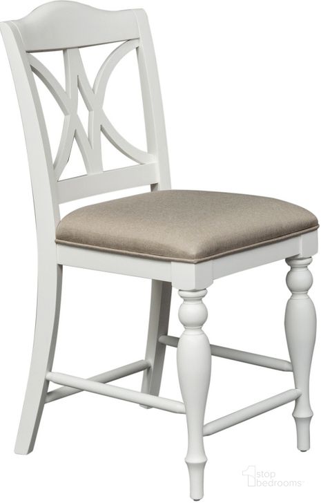 The appearance of Summer House Oyster White Slat Back Counter Height Chair Set of 2 designed by Liberty in the country / farmhouse interior design. This white piece of furniture  was selected by 1StopBedrooms from Summer House Collection to add a touch of cosiness and style into your home. Sku: 607-B900124. Material: Wood. Product Type: Barstool. Image1