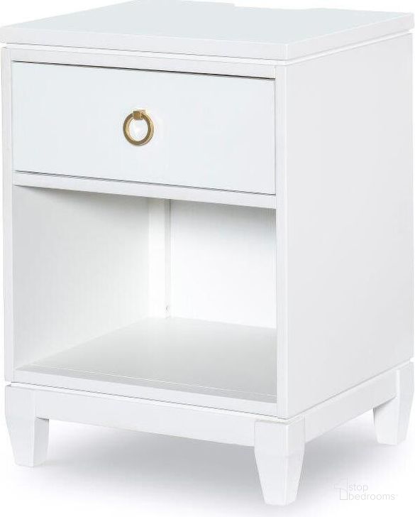 The appearance of Summerland Pure White Open Nightstand designed by Legacy Classic in the modern / contemporary interior design. This white piece of furniture  was selected by 1StopBedrooms from Summerland Collection to add a touch of cosiness and style into your home. Sku: 1160-3101. Product Type: Nightstand. Material: Poplar. Image1