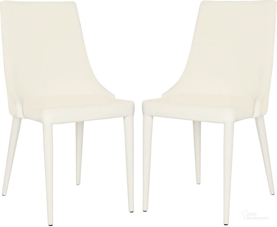 The appearance of Summerset White Leather Side Chair designed by Safavieh in the traditional interior design. This white piece of furniture  was selected by 1StopBedrooms from Leilani Collection to add a touch of cosiness and style into your home. Sku: FOX2014A-SET2. Product Type: Dining Chair. Material: Iron. Image1