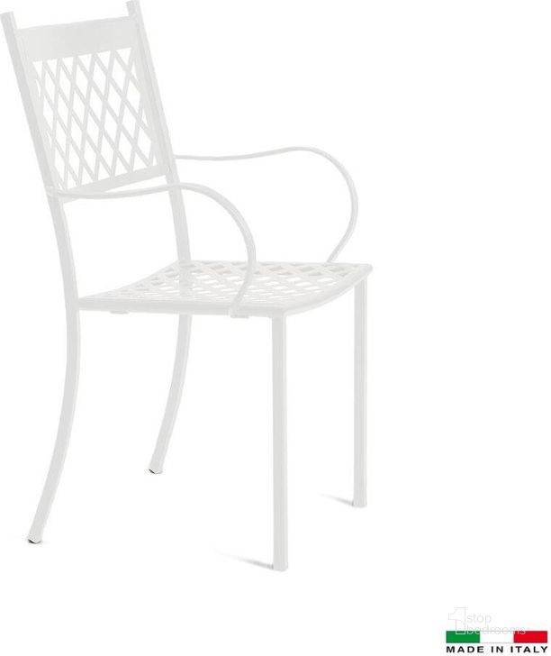 The appearance of Summertime Arm Chair Set Of 4 In White designed by Bellini Modern Living in the modern / contemporary interior design. This white piece of furniture  was selected by 1StopBedrooms from Summertime Collection to add a touch of cosiness and style into your home. Sku: Summertime-A WHT. Material: Metal. Product Type: Arm Chair. Image1