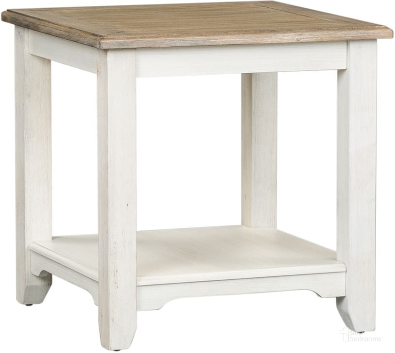 The appearance of Summerville Soft White Wash End Table designed by Liberty in the transitional interior design. This brown piece of furniture  was selected by 1StopBedrooms from Summerville Collection to add a touch of cosiness and style into your home. Sku: 171-OT1020. Material: Wood. Product Type: End Table. Image1