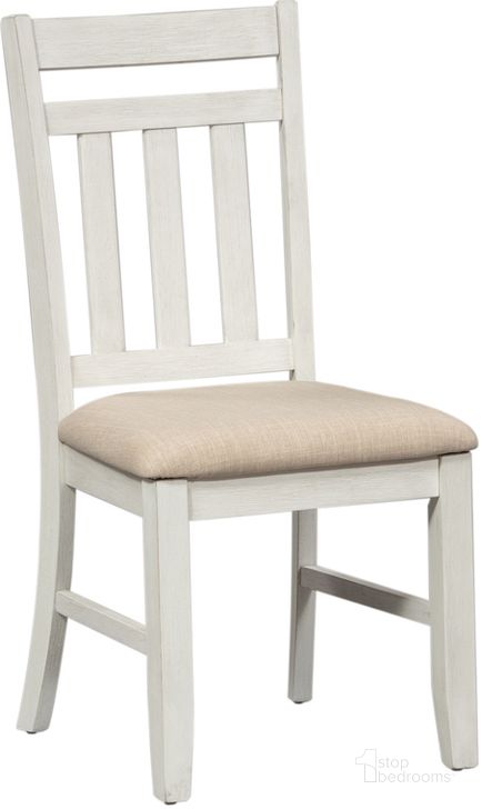The appearance of Summerville Soft White Wash Slat Back Side Chair Set of 2 designed by Liberty in the country / farmhouse interior design. This white piece of furniture  was selected by 1StopBedrooms from Summerville Collection to add a touch of cosiness and style into your home. Sku: 171-C1501S. Product Type: Side Chair. Material: Rubberwood. Image1