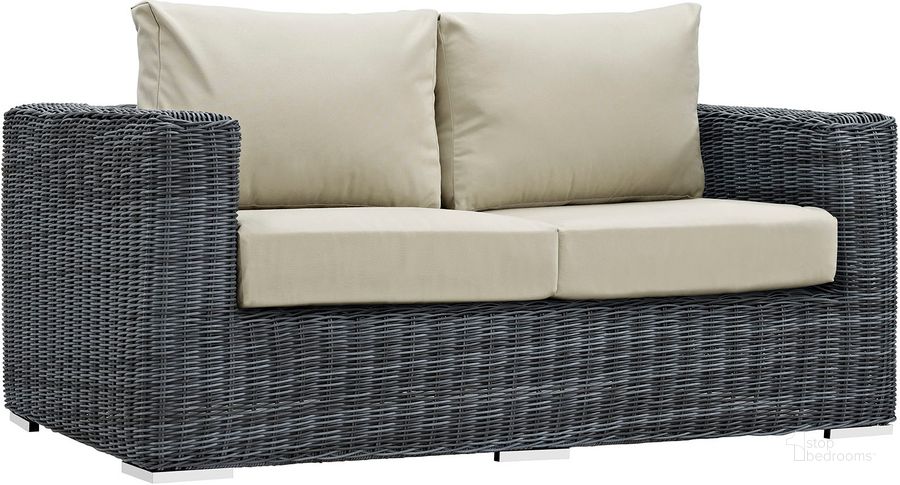 The appearance of Summon Canvas Antique Beige Outdoor Patio Sunbrella Loveseat designed by Modway in the modern / contemporary interior design. This canvas antique beige piece of furniture  was selected by 1StopBedrooms from Summon Collection to add a touch of cosiness and style into your home. Sku: EEI-1865-GRY-BEI. Material: Steel. Product Type: Outdoor Sofa & Loveseat. Image1