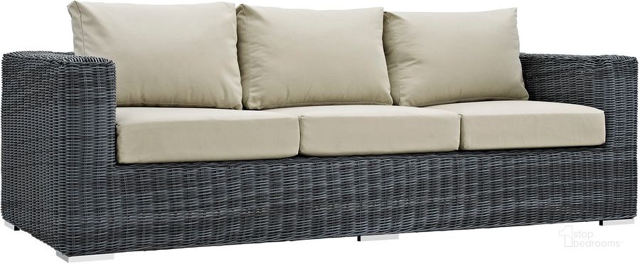 The appearance of Summon Canvas Antique Beige Outdoor Patio Sunbrella Sofa designed by Modway in the modern / contemporary interior design. This canvas antique beige piece of furniture  was selected by 1StopBedrooms from Summon Collection to add a touch of cosiness and style into your home. Sku: EEI-1874-GRY-BEI. Material: Rattan. Product Type: Outdoor Sofa & Loveseat. Image1