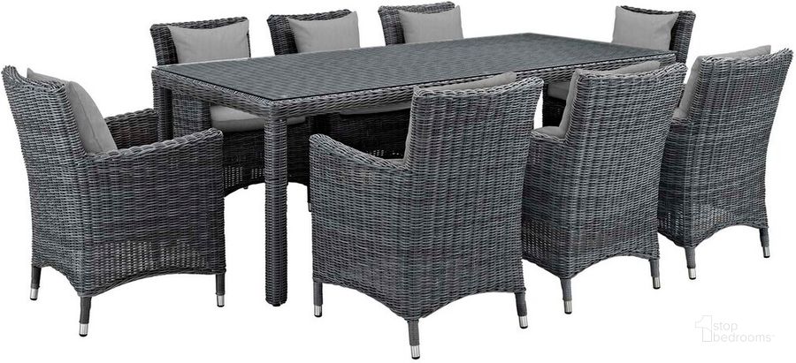The appearance of Summon 9-Piece Outdoor Patio Sunbrella Dining Set In Canvas Gray designed by Modway in the modern / contemporary interior design. This canvas gray piece of furniture  was selected by 1StopBedrooms from Summon Collection to add a touch of cosiness and style into your home. Sku: EEI-2331-GRY-GRY-SET. Material: Rattan. Product Type: Outdoor Dining Set. Image1
