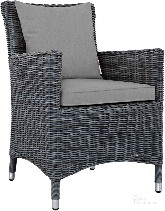 The appearance of Summon Canvas Gray Dining Outdoor Patio Sunbrella Arm Chair designed by Modway in the modern / contemporary interior design. This canvas gray piece of furniture  was selected by 1StopBedrooms from Summon Collection to add a touch of cosiness and style into your home. Sku: EEI-1935-GRY-GRY. Material: Rattan. Product Type: Outdoor Dining Chair. Image1