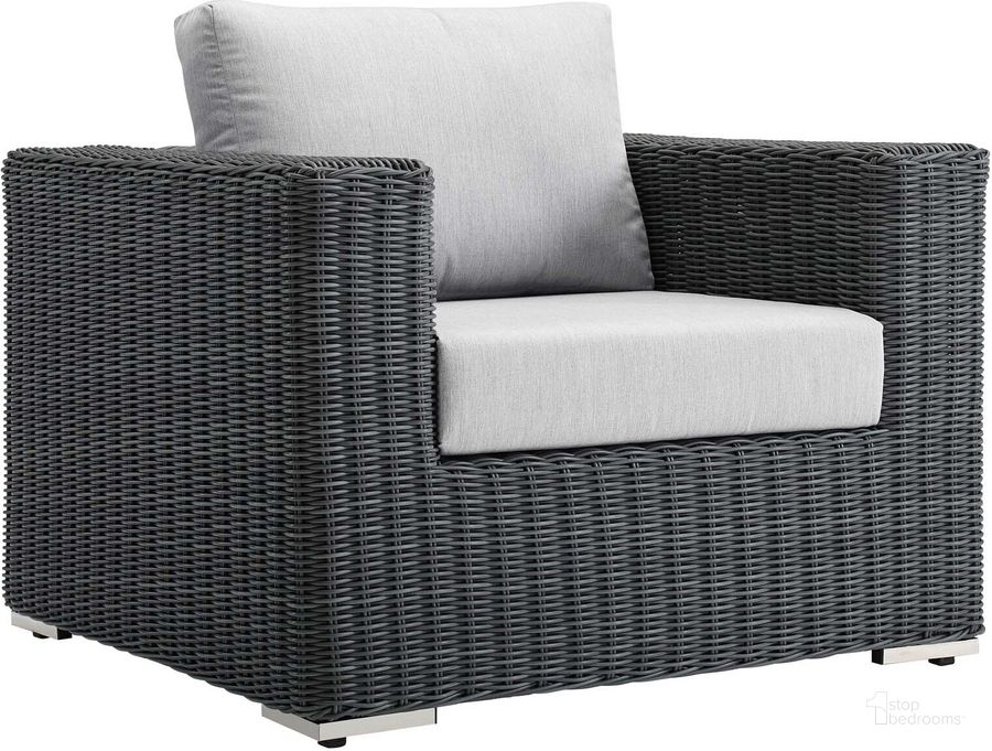 The appearance of Summon Canvas Gray Outdoor Patio Fabric Sunbrella Arm Chair designed by Modway in the modern / contemporary interior design. This canvas gray piece of furniture  was selected by 1StopBedrooms from Summon Collection to add a touch of cosiness and style into your home. Sku: EEI-1864-GRY-GRY. Material: Steel. Product Type: Outdoor Dining Chair. Image1