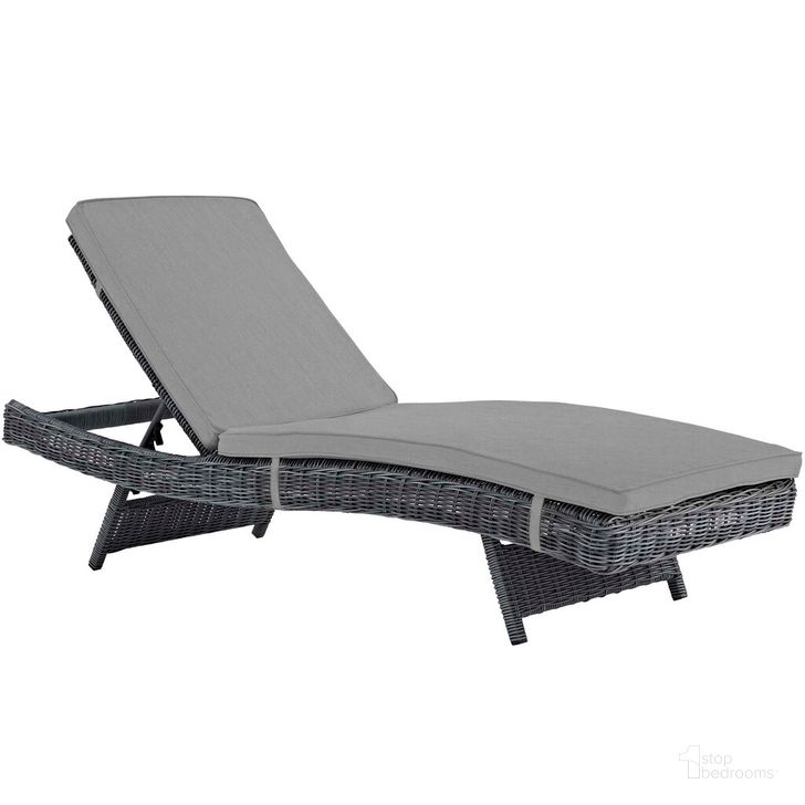 The appearance of Summon Outdoor Patio Sunbrella Chaise In Canvas Gray designed by Modway in the modern / contemporary interior design. This canvas gray piece of furniture  was selected by 1StopBedrooms from Summon Collection to add a touch of cosiness and style into your home. Sku: EEI-1996-GRY-GRY. Material: Rattan. Product Type: Outdoor Chaise Lounge. Image1