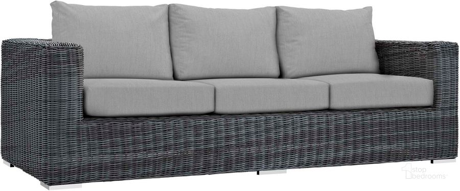 The appearance of Summon Canvas Gray Outdoor Patio Sunbrella Sofa designed by Modway in the modern / contemporary interior design. This canvas gray piece of furniture  was selected by 1StopBedrooms from Summon Collection to add a touch of cosiness and style into your home. Sku: EEI-1874-GRY-GRY. Material: Rattan. Product Type: Outdoor Sofa & Loveseat. Image1