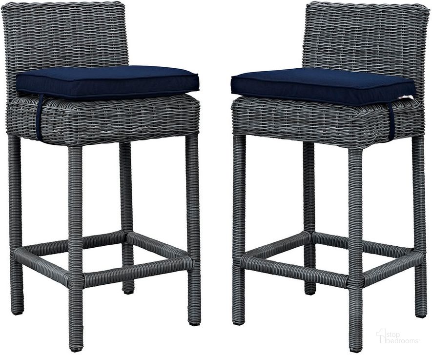 The appearance of Summon 2-Piece Outdoor Patio Sunbrella Pub Set In Canvas Navy designed by Modway in the modern / contemporary interior design. This canvas navy piece of furniture  was selected by 1StopBedrooms from Summon Collection to add a touch of cosiness and style into your home. Sku: EEI-2197-GRY-NAV-SET. Material: Rattan. Product Type: Outdoor Dining Chair. Image1
