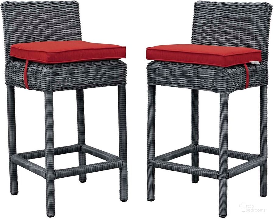The appearance of Summon 2-Piece Outdoor Patio Sunbrella Pub Set In Canvas Red designed by Modway in the modern / contemporary interior design. This canvas red piece of furniture  was selected by 1StopBedrooms from Summon Collection to add a touch of cosiness and style into your home. Sku: EEI-2197-GRY-RED-SET. Material: Rattan. Product Type: Outdoor Dining Chair. Image1