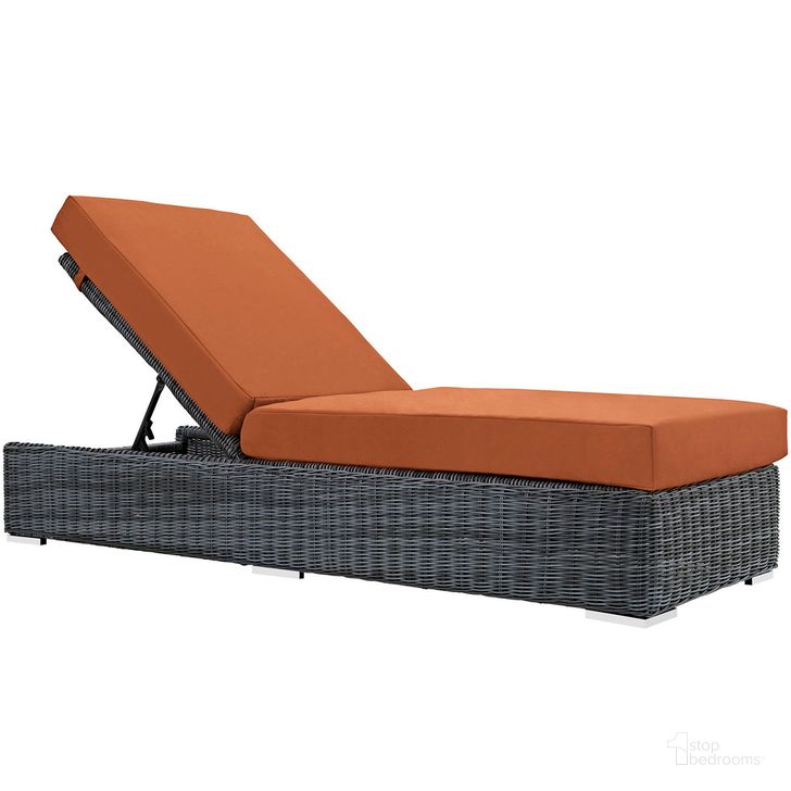 The appearance of Summon Outdoor Patio Sunbrella Chaise Lounge In Canvas Tuscan designed by Modway in the modern / contemporary interior design. This canvas tuscan piece of furniture  was selected by 1StopBedrooms from Summon Collection to add a touch of cosiness and style into your home. Sku: EEI-1876-GRY-TUS. Material: Rattan. Product Type: Outdoor Chaise Lounge. Image1