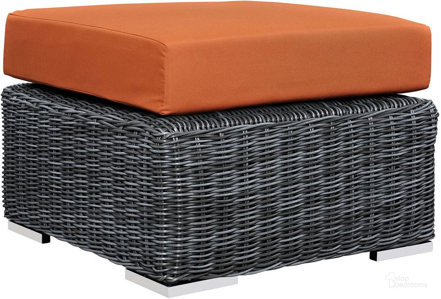 The appearance of Summon Outdoor Patio Sunbrella Ottoman In Canvas Tuscan designed by Modway in the modern / contemporary interior design. This canvas tuscan piece of furniture  was selected by 1StopBedrooms from Summon Collection to add a touch of cosiness and style into your home. Sku: EEI-1869-GRY-TUS. Material: Rattan. Product Type: Outdoor Ottoman. Image1