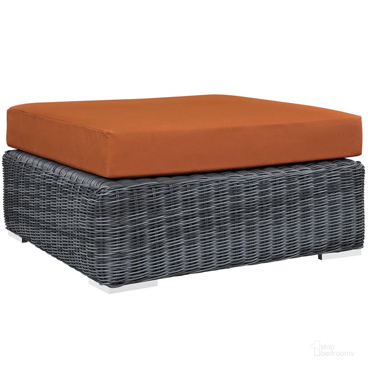 The appearance of Summon Outdoor Patio Sunbrella Square Ottoman In Canvas Tuscan designed by Modway in the modern / contemporary interior design. This canvas tuscan piece of furniture  was selected by 1StopBedrooms from Summon Collection to add a touch of cosiness and style into your home. Sku: EEI-1875-GRY-TUS. Material: Rattan. Product Type: Outdoor Ottoman. Image1