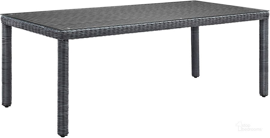 The appearance of Summon Gray 83 Inch Outdoor Patio Dining Table designed by Modway in the modern / contemporary interior design. This gray piece of furniture  was selected by 1StopBedrooms from Summon Collection to add a touch of cosiness and style into your home. Sku: EEI-1942-GRY. Material: Rattan. Product Type: Outdoor Dining Table. Size: 83". Image1