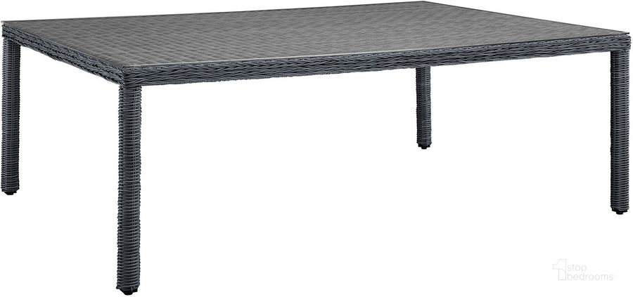 The appearance of Summon Gray 90 Inch Outdoor Patio Dining Table designed by Modway in the modern / contemporary interior design. This gray piece of furniture  was selected by 1StopBedrooms from Summon Collection to add a touch of cosiness and style into your home. Sku: EEI-1944-GRY. Material: Rattan. Product Type: Outdoor Dining Table. Size: 90". Image1