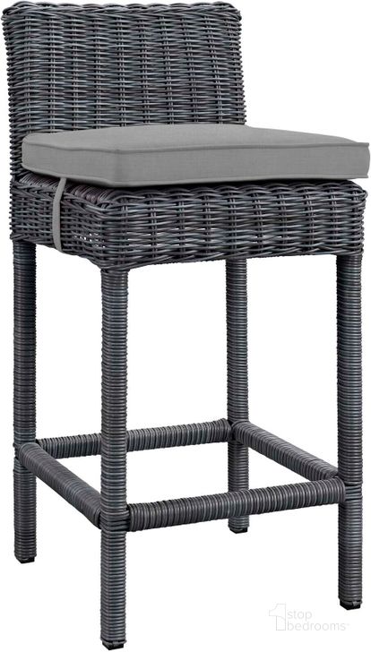 The appearance of Summon Gray Outdoor Patio Sunbrella Bar Stool designed by Modway in the modern / contemporary interior design. This gray piece of furniture  was selected by 1StopBedrooms from Summon Collection to add a touch of cosiness and style into your home. Sku: EEI-1960-GRY-GRY. Material: Rattan. Product Type: Outdoor Bar Furniture.