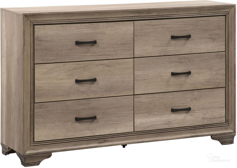 The appearance of Sun Valley Sandstone 6 Drawer Dresser designed by Liberty in the modern / contemporary interior design. This brown piece of furniture  was selected by 1StopBedrooms from Sun Valley Collection to add a touch of cosiness and style into your home. Sku: 439-BR31. Material: Wood. Product Type: Dresser. Image1