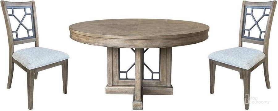 The appearance of Sundance Round Dining Room Set designed by Parker House in the transitional interior design. This sandstone piece of furniture  was selected by 1StopBedrooms from Sundance Collection to add a touch of cosiness and style into your home. Sku: DSUN#54RND-SS;DSUN#2018-SS. Table Base Style: Trestle. Table Top Shape: Round. Product Type: Dining Room Set. Material: Rubberwood. Size: 54". Image1