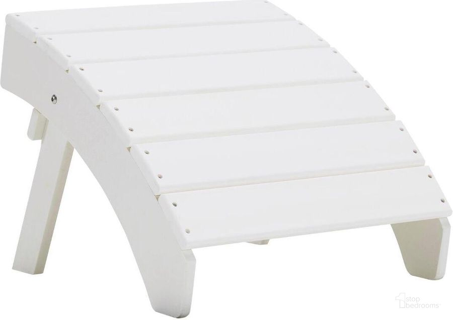 The appearance of Sundown Treasure White Ottoman designed by Signature Design by Ashley in the modern / contemporary interior design. This white piece of furniture  was selected by 1StopBedrooms from Sundown Treasure Collection to add a touch of cosiness and style into your home. Sku: P011-813. Product Type: Outdoor Ottoman. Image1