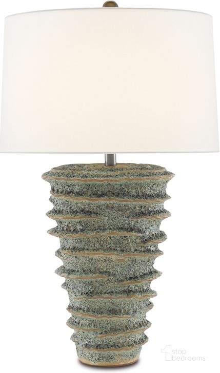 The appearance of Sunken Green Table Lamp designed by Currey & Company in the modern / contemporary interior design. This green piece of furniture  was selected by 1StopBedrooms from Sunken Collection to add a touch of cosiness and style into your home. Sku: 6000-0682. Material: Ceramic. Product Type: Table Lamp. Image1