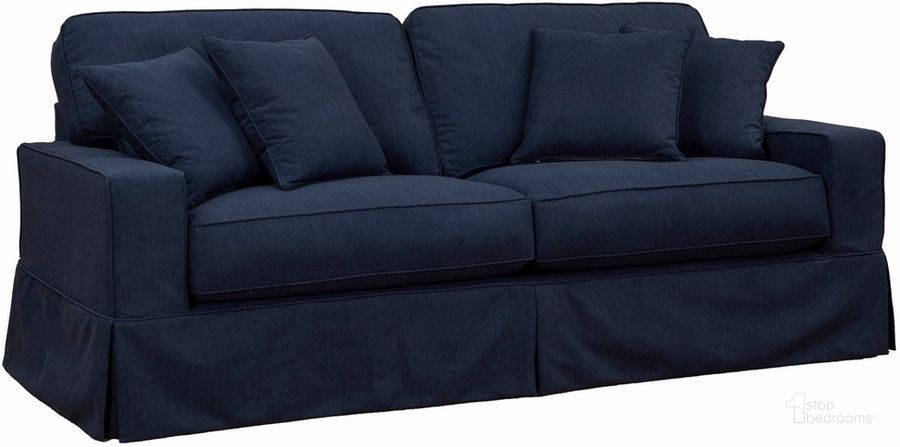 The appearance of Americana Slipcover For Box Cushion Track Arm Sofa In Navy Blue designed by Sunset Trading in the modern / contemporary interior design. This navy blue piece of furniture  was selected by 1StopBedrooms from Americana Collection to add a touch of cosiness and style into your home. Sku: SU-108500SC-391049. Material: Polyester. Product Type: Cover. Image1