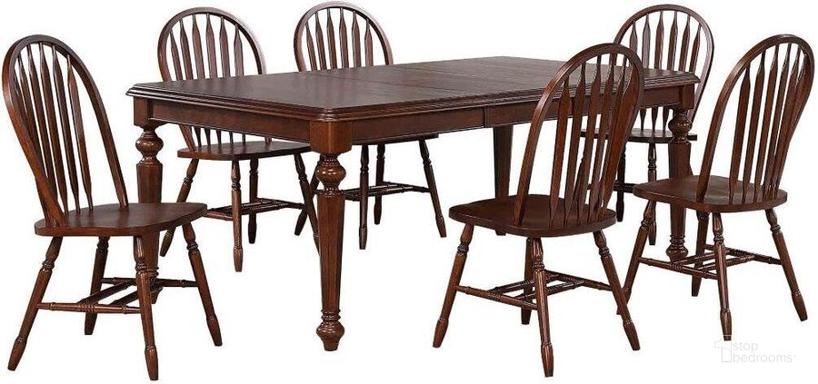 The appearance of Sunset Trading Andrews 7 Piece 76 Inch Rectangular Extendable Dining Set In Chestnut Brown designed by Sunset Trading in the traditional interior design. This chestnut brown piece of furniture  was selected by 1StopBedrooms from Andrews Collection to add a touch of cosiness and style into your home. Sku: DLU-ADW-TLB-4276-CT;DLU-820-CT;DLU-820-CT;DLU-820-CT. Material: Wood. Product Type: Dining Room Set. Image1