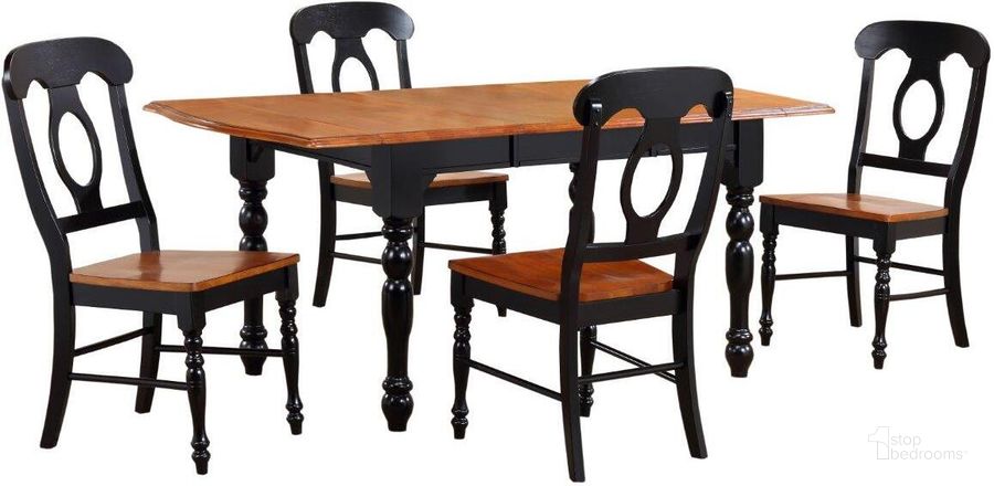 The appearance of Sunset Trading Black Cherry Selections 5 Piece Drop Leaf Extendable Dining Set with Napoleon Chairs designed by Sunset Trading in the modern / contemporary interior design. This antique black and cherry piece of furniture  was selected by 1StopBedrooms from Black Cherry Selections Collection to add a touch of cosiness and style into your home. Sku: DLU-TDX-3472-BCH;DLU-C50-BCH-2;DLU-C50-BCH-2. Material: Wood. Product Type: Dining Room Set. Image1