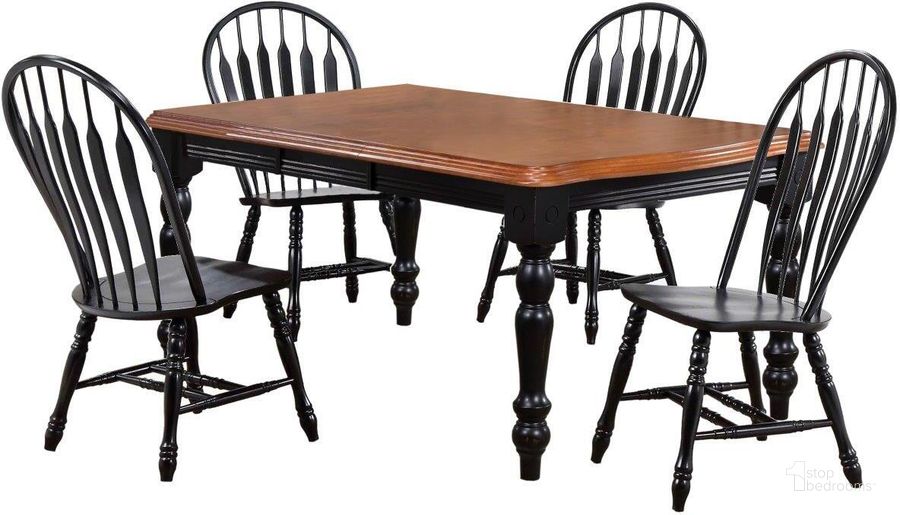 The appearance of Sunset Trading Black Cherry Selections 5 Piece Extendable Dining Set with Comfort Back Chairs designed by Sunset Trading in the modern / contemporary interior design. This antique black and cherry piece of furniture  was selected by 1StopBedrooms from Black Cherry Selections Collection to add a touch of cosiness and style into your home. Sku: DLU-SLT-4272-BCH;DLU-4130-AB-2;DLU-4130-AB-2. Material: Wood. Product Type: Dining Room Set. Image1