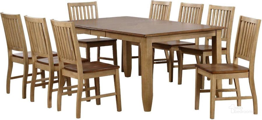 The appearance of Sunset Trading Brook 9 Piece Extendable Table Dining Set designed by Sunset Trading in the country / farmhouse interior design. This two-tone brown piece of furniture  was selected by 1StopBedrooms from Brook Collection to add a touch of cosiness and style into your home. Sku: DLU-BR-TL-4272-PW;DLU-BR-C60-PW-2;DLU-BR-C60-PW-2;DLU-BR-C60-PW-2;DLU-BR-C60-PW-2. Material: Wood. Product Type: Dining Chair. Image1