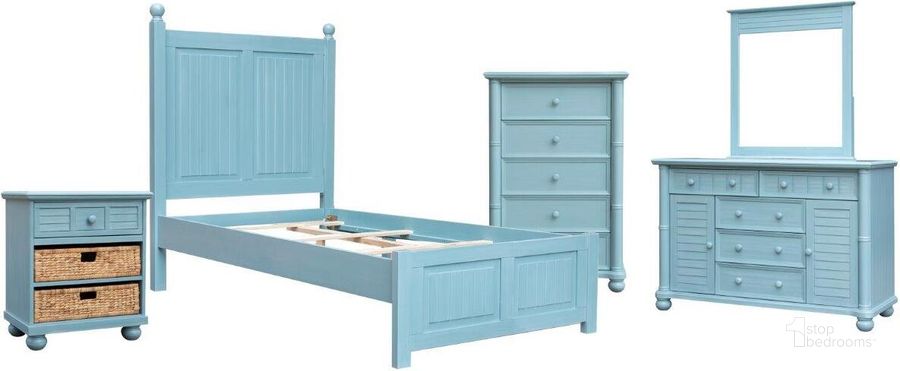 The appearance of Sunset Trading Cool Breeze 5 Piece Twin Bedroom Set designed by Sunset Trading in the country / farmhouse interior design. This blue piece of furniture  was selected by 1StopBedrooms from Cool Breeze Collection to add a touch of cosiness and style into your home. Sku: CF-1703-0156;CF-1713-0156;CF-1722-0156;CF-1730-0156;CF-1734-0156;CF-1741-0156;CF-1737-0156. Material: Wood. Bed Size: Twin. Product Type: Kids Bed. Image1