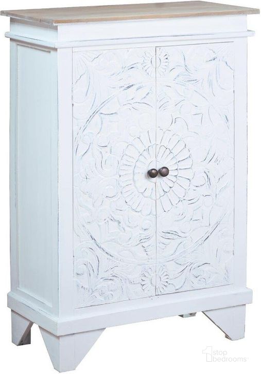 The appearance of Sunset Trading Cottage Carved Accent Cabinet In White And Brown designed by Sunset Trading in the country / farmhouse interior design. This white and brown piece of furniture  was selected by 1StopBedrooms from Shabby Chic Cottage Collection to add a touch of cosiness and style into your home. Sku: CC-CAB236TLD-WWDW. Material: Wood. Product Type: Cabinet. Image1