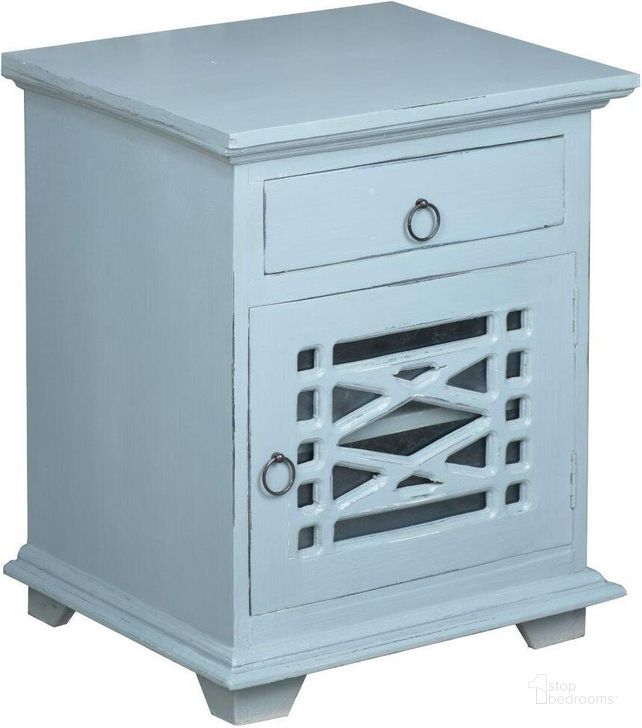 The appearance of Sunset Trading Cottage Solid Wood Side Or Night Table In Blue designed by Sunset Trading in the country / farmhouse interior design. This blue piece of furniture  was selected by 1StopBedrooms from Shabby Chic Cottage Collection to add a touch of cosiness and style into your home. Sku: CC-TAB808TLD-BB. Material: Wood. Product Type: Nightstand. Image1