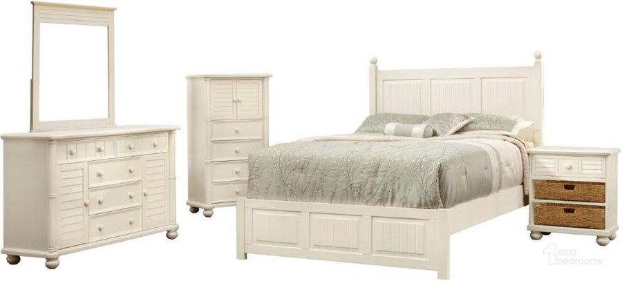 The appearance of Sunset Trading Ice Cream at the Beach 5 Piece King Bedroom Set designed by Sunset Trading in the country / farmhouse interior design. This antique white piece of furniture  was selected by 1StopBedrooms from Ice Cream At The Beach Collection to add a touch of cosiness and style into your home. Sku: CF-1702-0111;CF-1712-0111;CF-1721-0111;CF-1730-0111;CF-1734-0111;CF-1742-0111;CF-1737-0111. Bed Size: King. Material: MDF. Product Type: Kids Bed. Image1