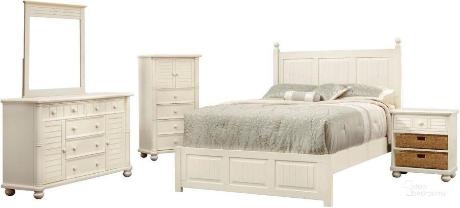 The appearance of Sunset Trading Ice Cream At The Beach 5 Piece Queen Bedroom Set designed by Sunset Trading in the country / farmhouse interior design. This antique white piece of furniture  was selected by 1StopBedrooms from Ice Cream At The Beach Collection to add a touch of cosiness and style into your home. Sku: CF-1701-0111;CF-1711-0111;CF-1721-0111;CF-1730-0111;CF-1734-0111;CF-1737-0111;CF-1742-0111. Bed Type: Poster Bed. Material: Wood. Product Type: Poster Bed. Bed Size: Queen. Image1