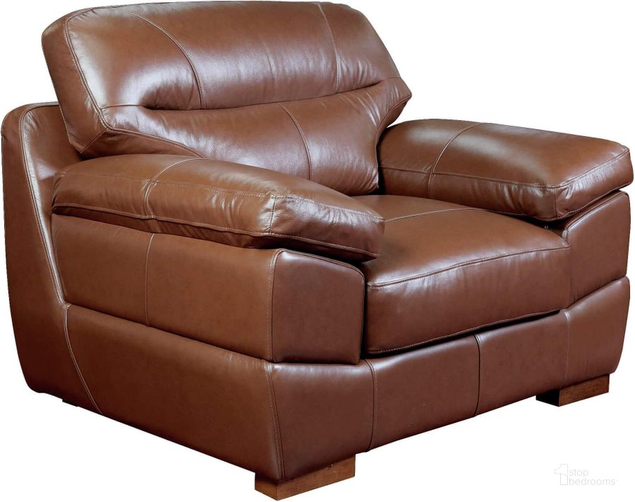 The appearance of Sunset Trading Jayson 45 Inch Wide Top Grain Leather Armchair Chestnut Brown designed by Sunset Trading in the modern / contemporary interior design. This chestnut brown piece of furniture  was selected by 1StopBedrooms from Jayson Collection to add a touch of cosiness and style into your home. Sku: SU-JH3786-101SPE. Product Type: Arm Chair. Material: Rubberwood. Image1