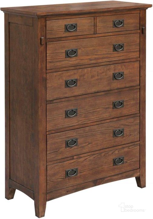 The appearance of Sunset Trading Mission Bay 6 Drawer Bedroom Chest Amish Brown Solid Wood designed by Sunset Trading in the transitional interior design. This brown piece of furniture  was selected by 1StopBedrooms from Mission Bay Collection to add a touch of cosiness and style into your home. Sku: CF-4941-0877. Material: Wood. Product Type: Chest. Image1