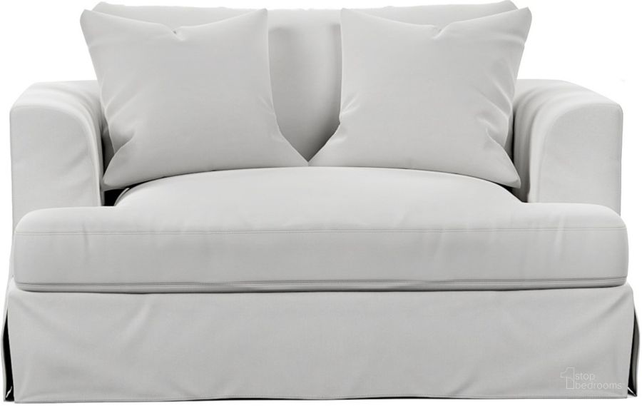 The appearance of Newport Slipcover For 52 Inch Wide Chair and A Half With 2 Throw Pillow Covers In White designed by Sunset Trading in the modern / contemporary interior design. This white piece of furniture  was selected by 1StopBedrooms from Newport Collection to add a touch of cosiness and style into your home. Sku: SY-130015SC-391081. Material: Polyester. Product Type: Cover. Image1