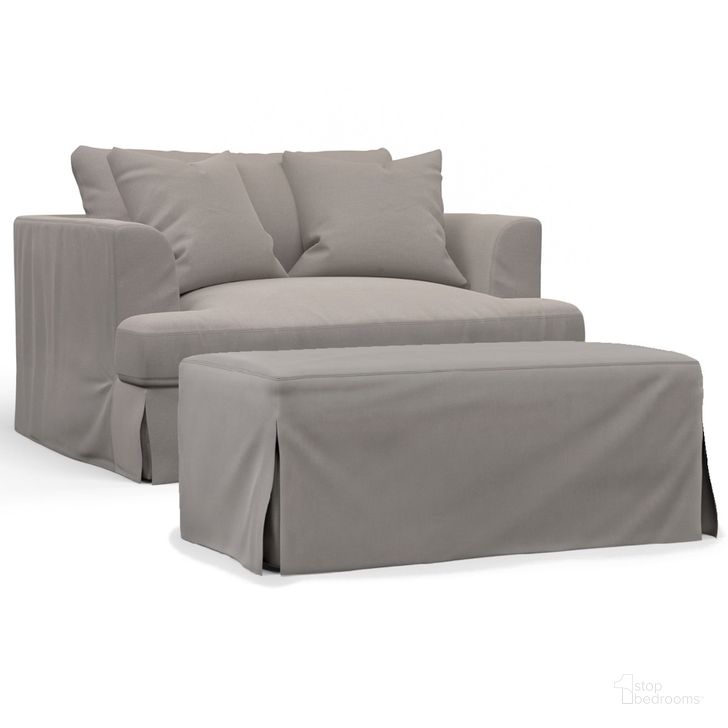 The appearance of Newport Slipcover For 52 Inch Wide Chair and A Half With Ottoman With 2 Throw Pillow Covers In Gray designed by Sunset Trading in the modern / contemporary interior design. This gray piece of furniture  was selected by 1StopBedrooms from Newport Collection to add a touch of cosiness and style into your home. Sku: SY-130015SC-391094;SY-130030SC-391094. Material: Polyester. Product Type: Cover. Image1